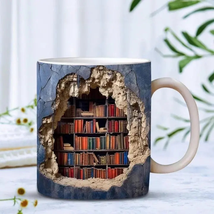 LitLibra™ — 3D Bookshelf Mug for Book Lovers