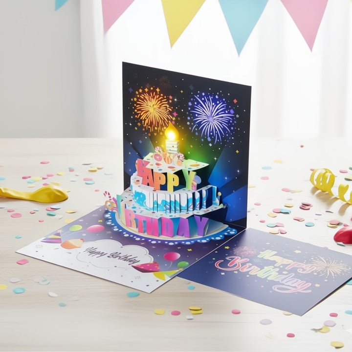 3D Birthday Card with Lights & Music for Unforgettable Celebrations