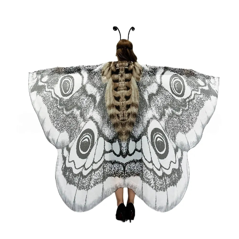 Grey Moth Wings Shawl – Elegance Stunning Cape