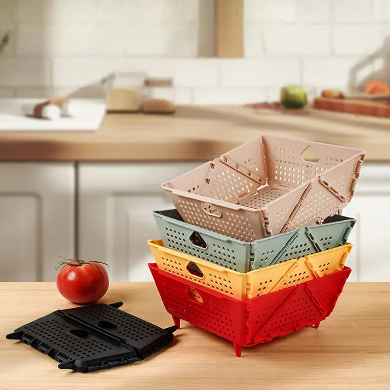 Foldable Draining and Storage Basket – Space-Saving, Heat-Resistant Organizer