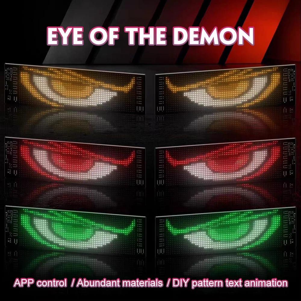Animated LED Display Panel — App-Controlled Vehicle Windshield Sign (2 Pieces)