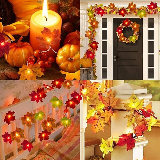 Autumn Maple Leaf LED String Lights — Warm Light & Cozy Atmosphere