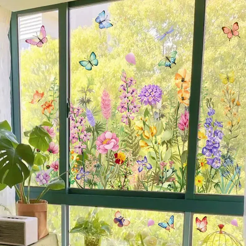 Floral Window Clings for Glass – Sunlight-Enhancing Flower Decals for Home & Kitchen