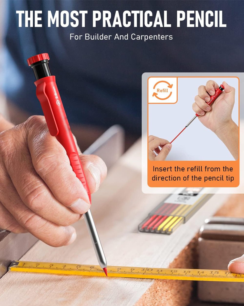 Zimmermann Pencil Set – Durable Marking Pencils with Sharpener