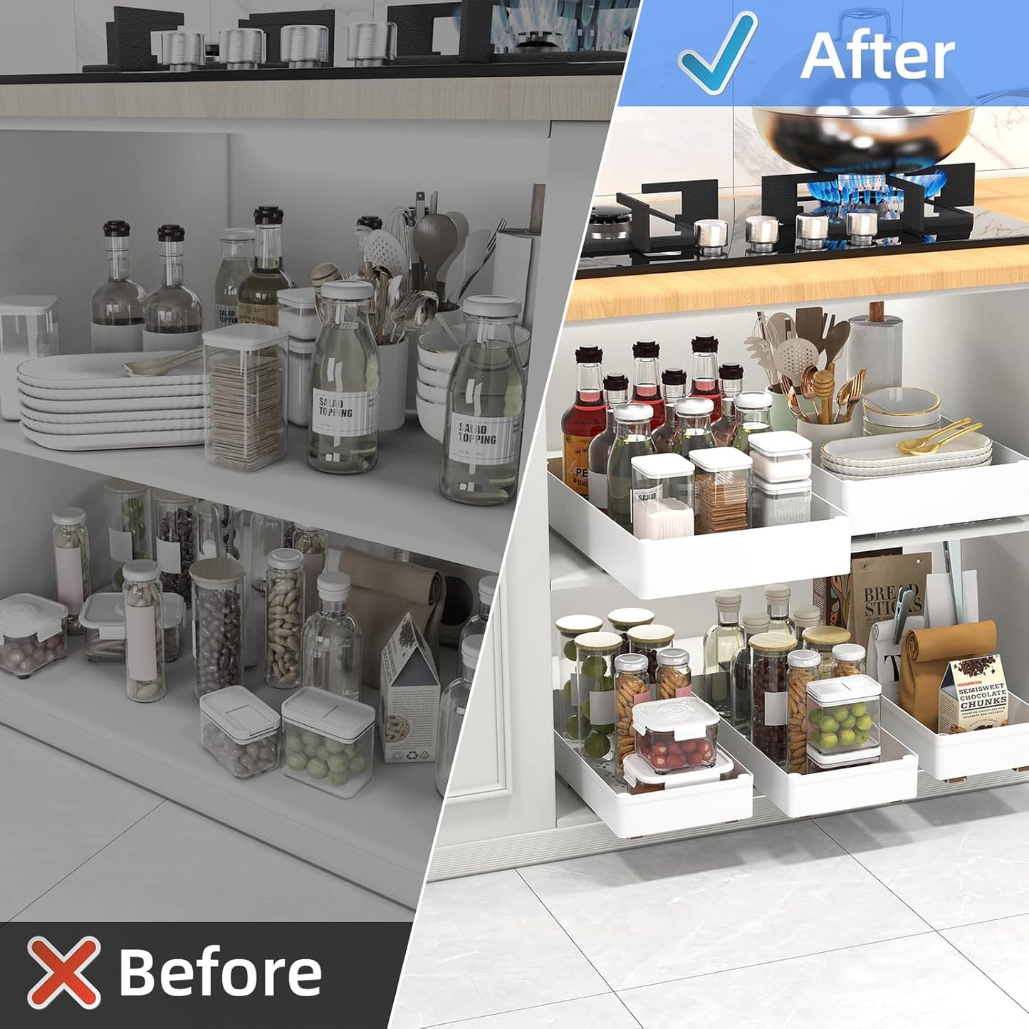 Pull-Out Cabinet Organizer — No Difficult Assembly Needed