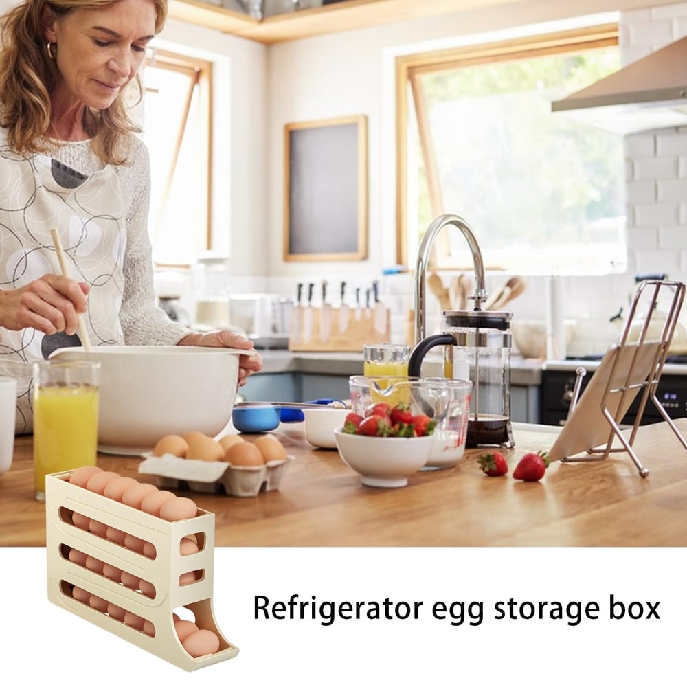 EggGlide™ — Pressure-Free 4-Tier Fridge Organizer