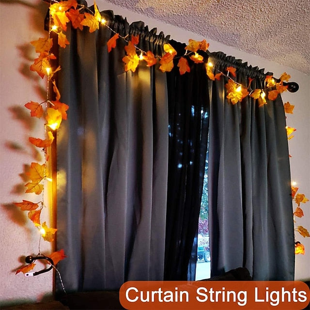 Autumn Maple Leaf LED String Lights — Warm Light & Cozy Atmosphere