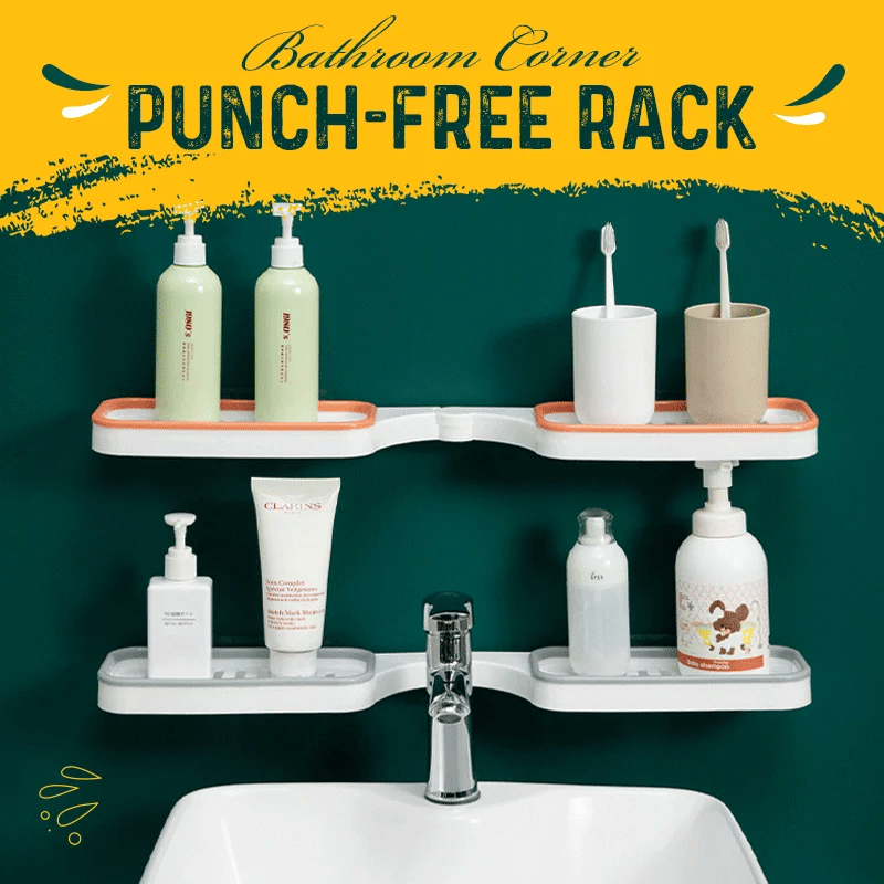 Rotatable Bathroom Corner Shelf — Drill-Free Storage Rack with Drainage Holes