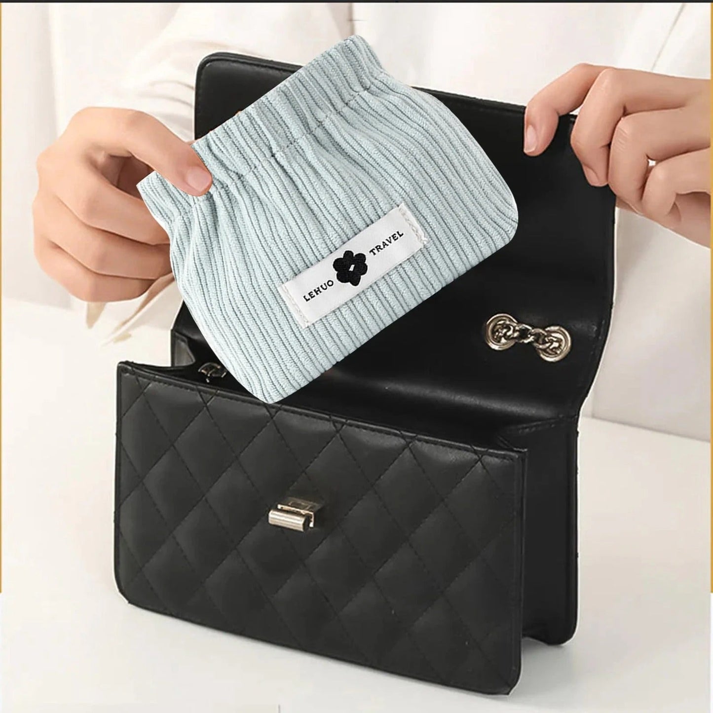 Pinch-Open Cosmetic Bag — Practical for Lipstick & Accessories