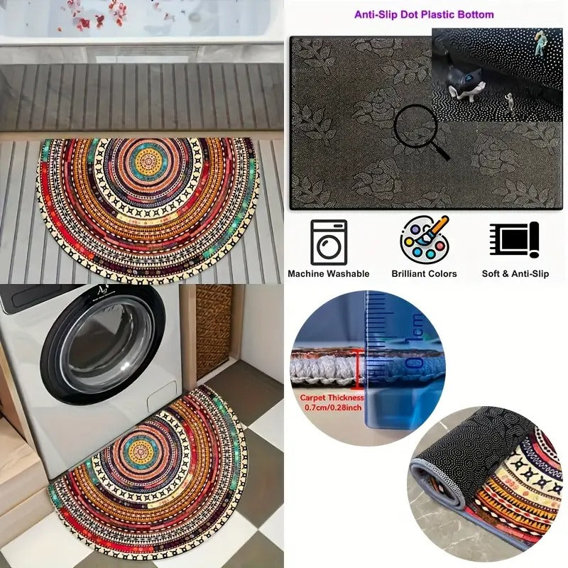 Boho Half-Circle Doormat — Perfect Combination with Colorful Plants in the Entrance Area