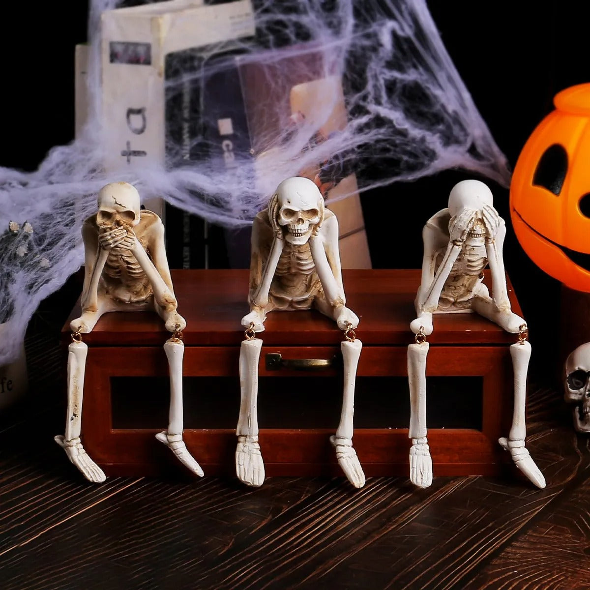 Three Wise Skeletons — Fireplace Decoration for Halloween