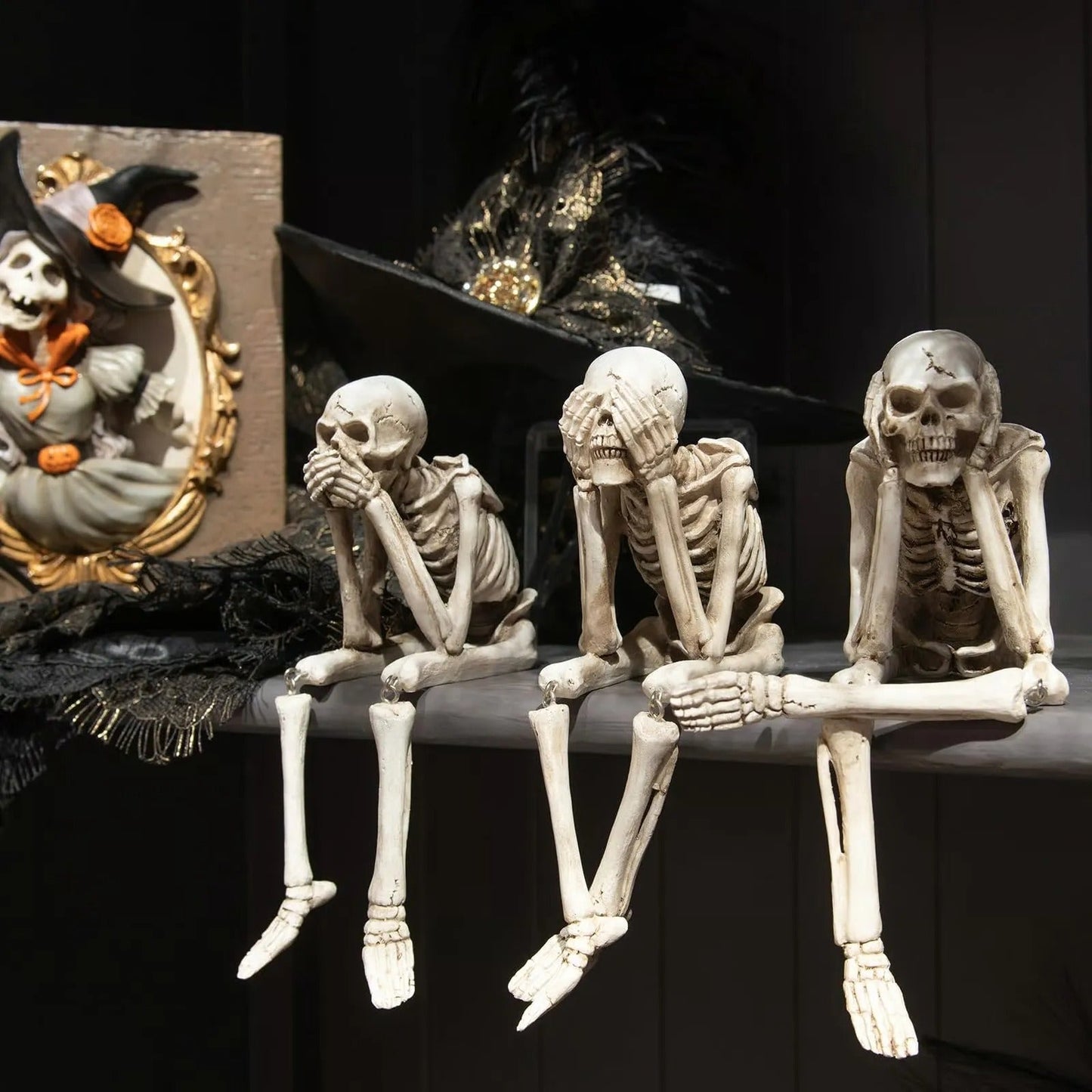 Three Wise Skeletons — Fireplace Decoration for Halloween