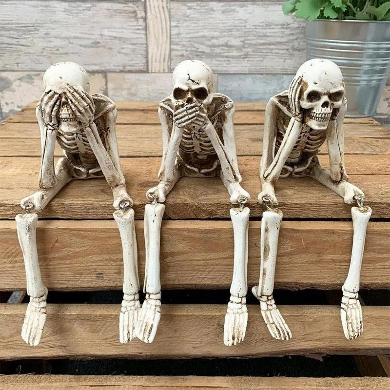 Three Wise Skeletons — Fireplace Decoration for Halloween