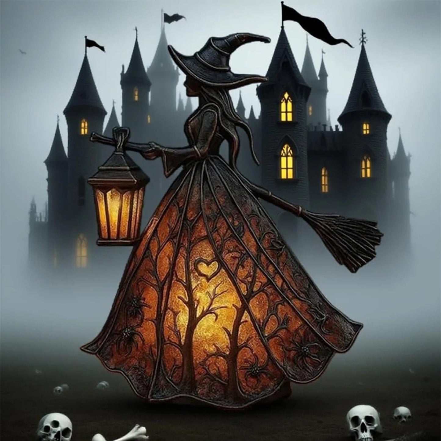 Enchanted Witch Lamp – Handcrafted Halloween Light for Cozy Nights