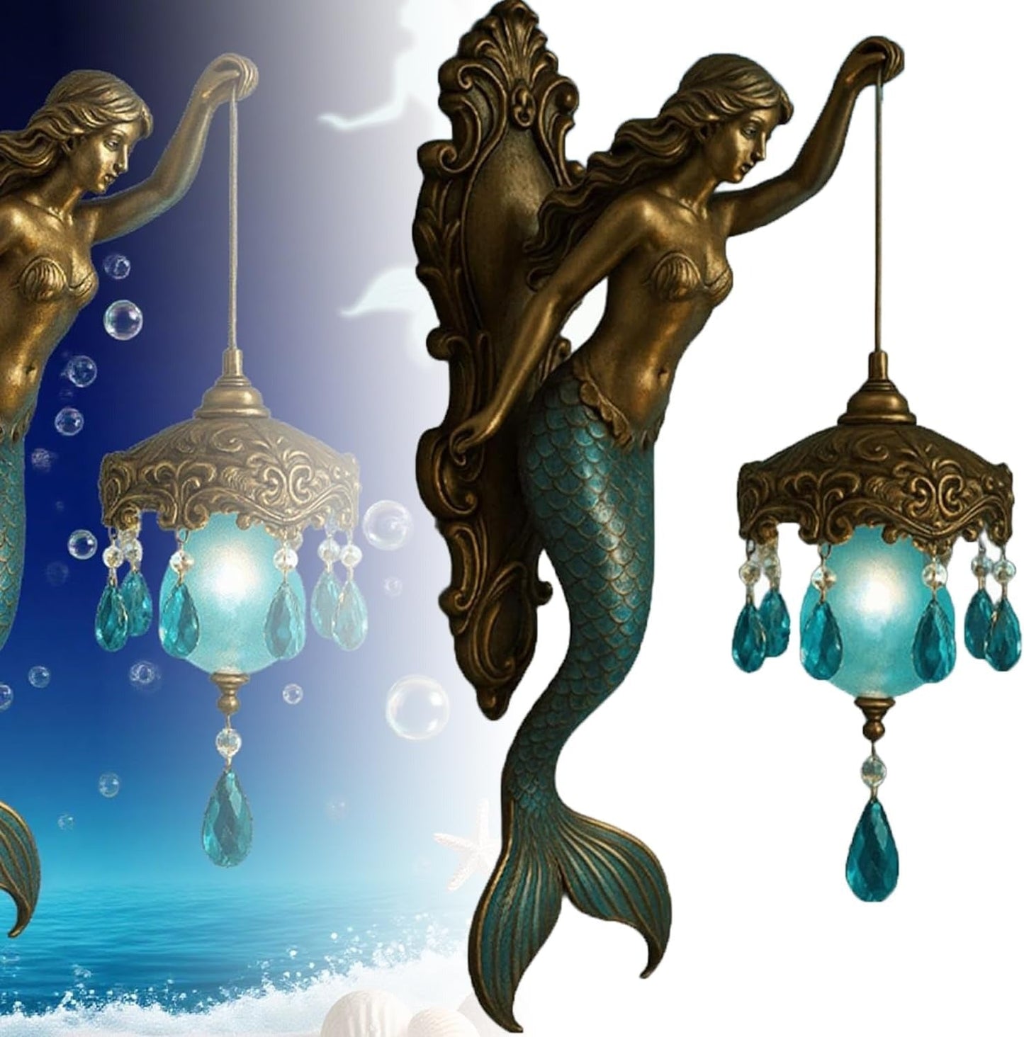 Elegant Baroque Design Mermaid Wall Light