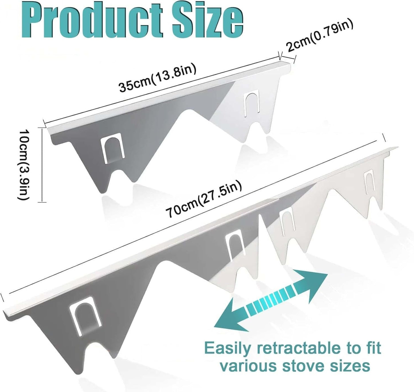 Edelstahl Herdspaltabdeckung — Kein Schmutz mehr zwischen Herd & Arbeitsplatte 2er Set Mivoza Deutschland