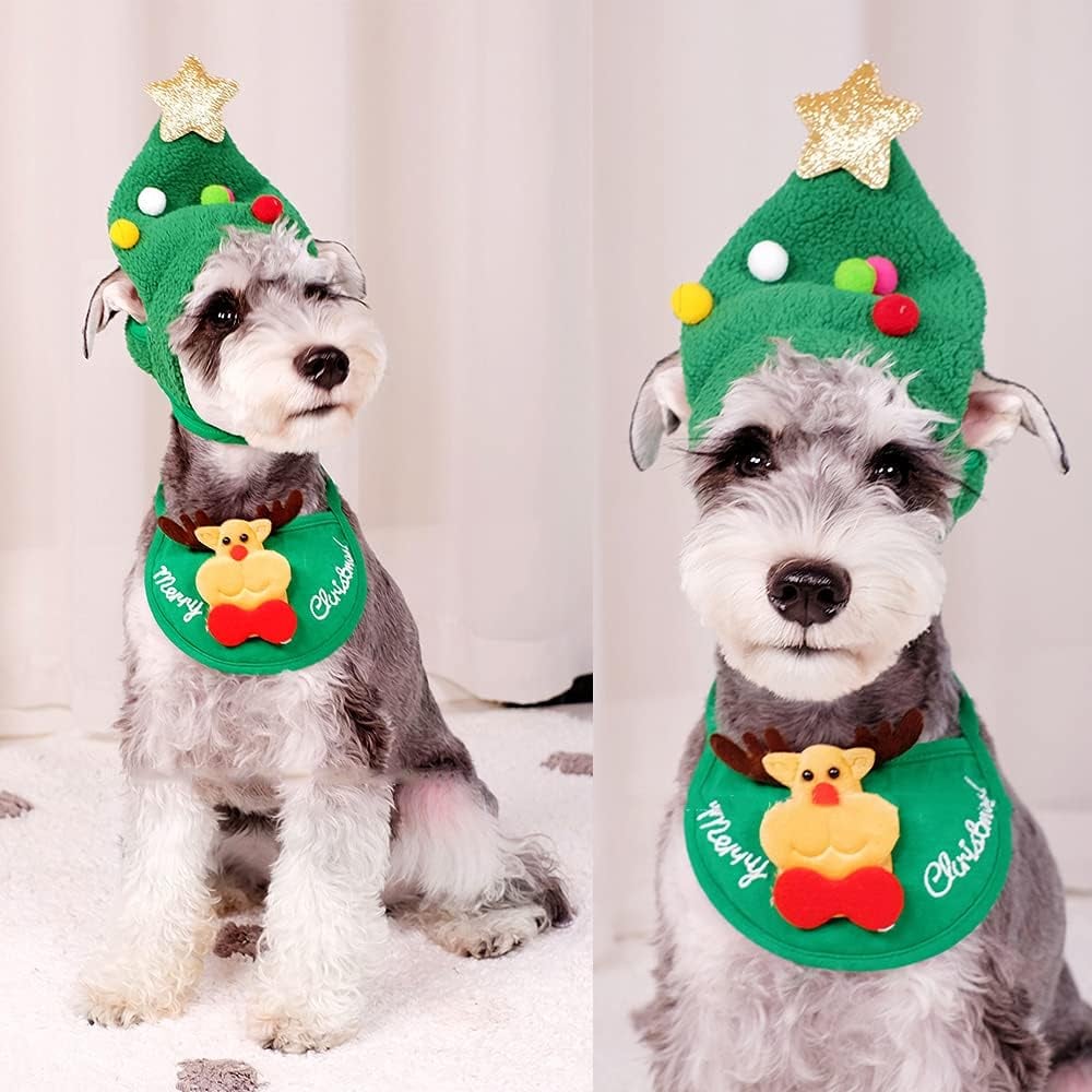 Christmas Tree Pom-Pom Hat — Transforms Your Pet into a Holiday Icon