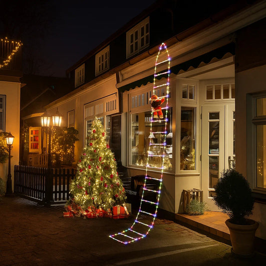 Climbing Santa with LED Ladder – Festive Holiday Decoration for Your Home