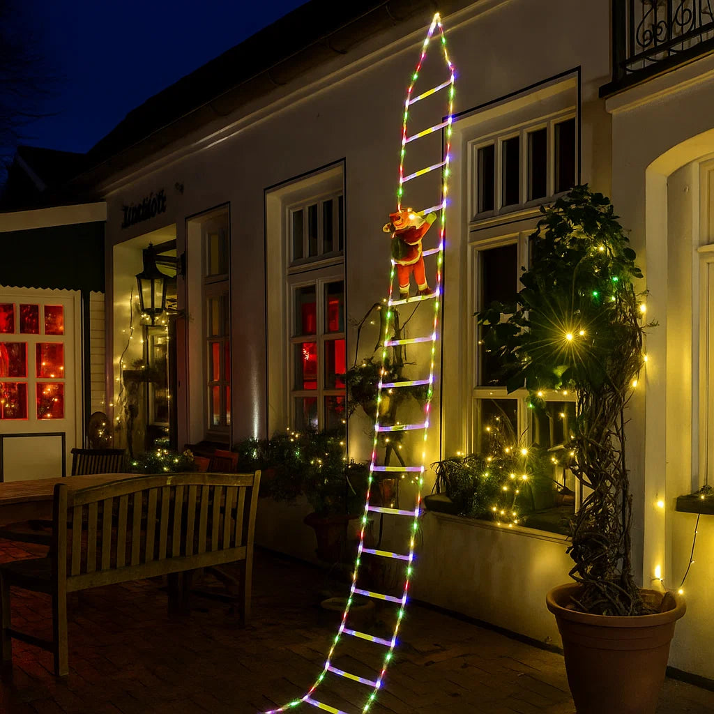 Climbing Santa with LED Ladder – Festive Holiday Decoration for Your Home