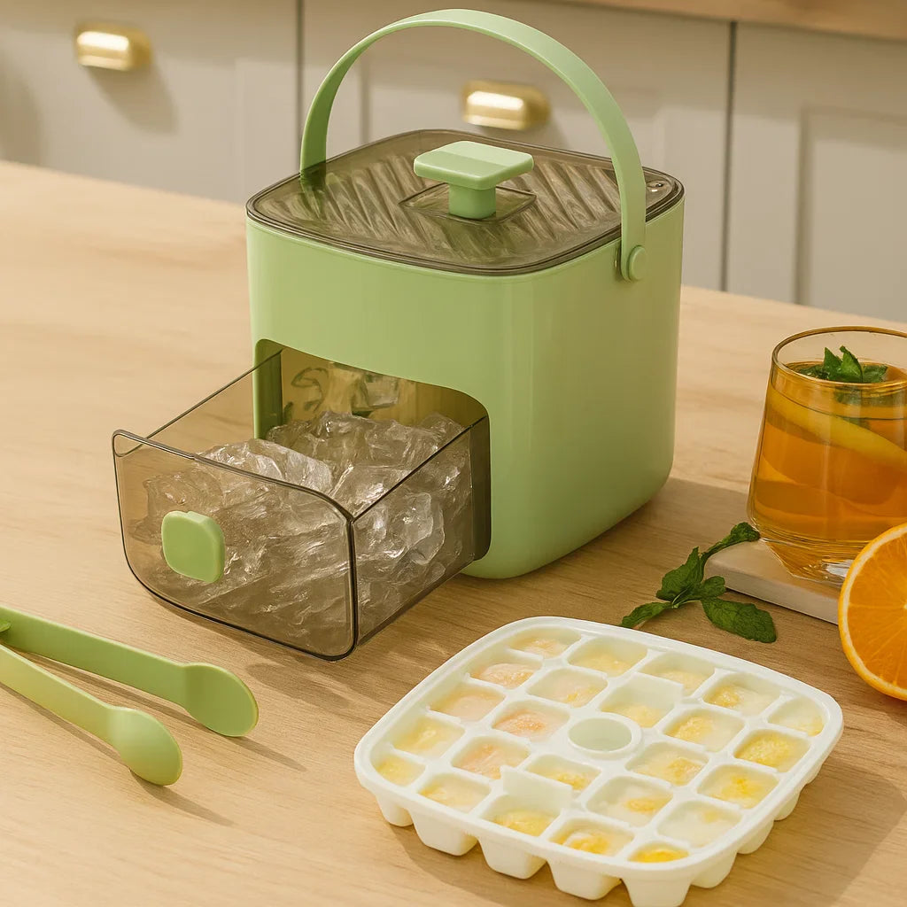 Eiswürfelbehälter mit Druckmechanismus – 48 Würfel ohne Kleckerei und ohne Aufwand