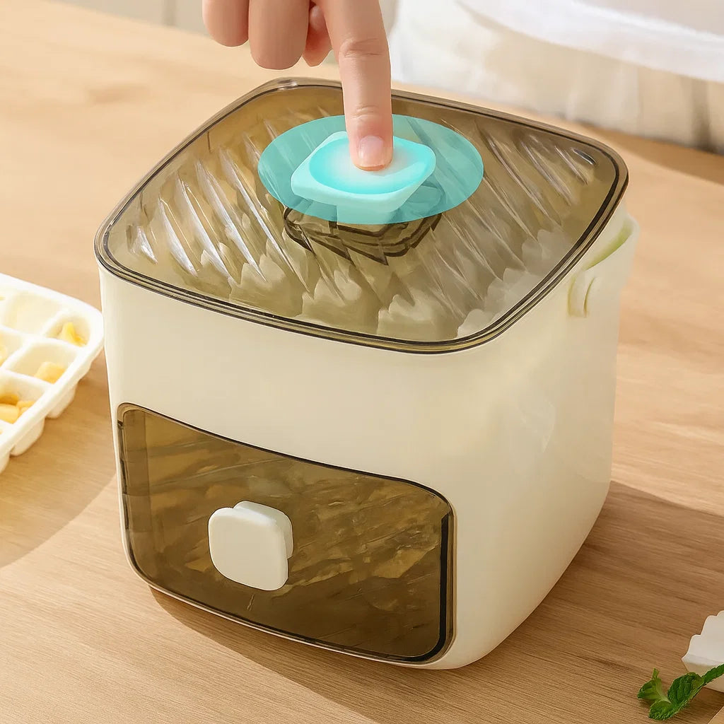 Eiswürfelbehälter mit Druckmechanismus – 48 Würfel ohne Kleckerei und ohne Aufwand