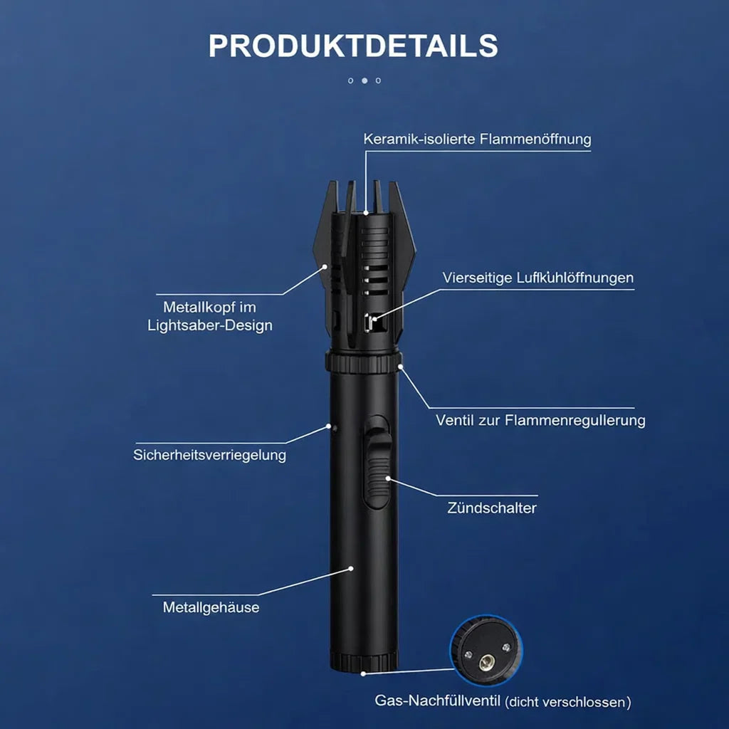 Sturmfeuerzeug mit einstellbarer Flamme für alle Wetterbedingungen