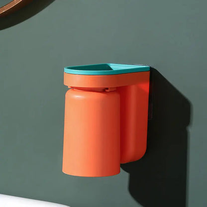 Wall-Mounted Toothbrush & Cup Holder – No-Drill Bathroom Organizer for Small Spaces