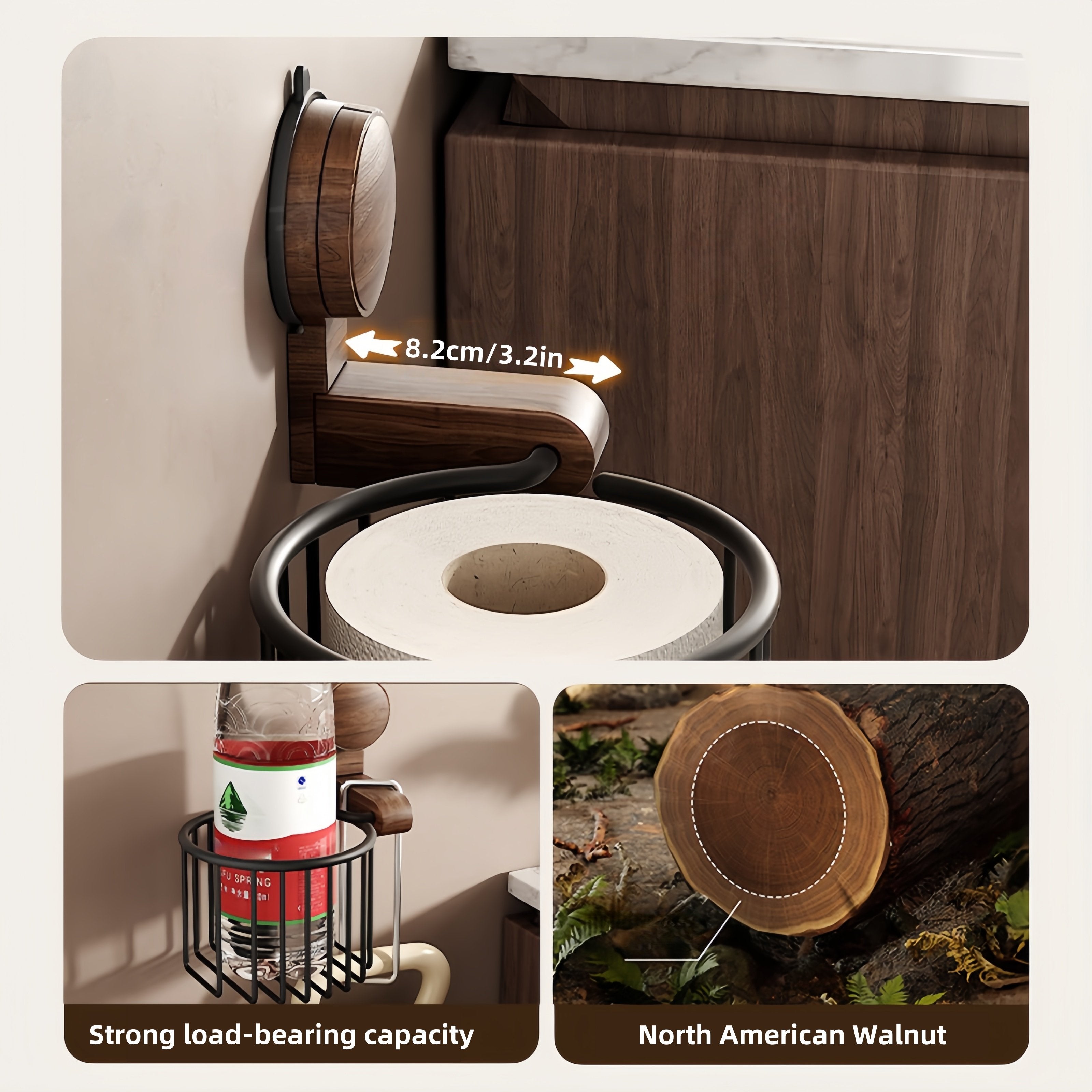 Suction Cup Walnut Paper Towel Holder Mivoza Deutschland