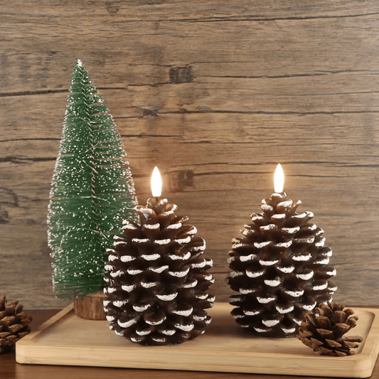 Battery-Powered Pine Cone Candle — Safe Flameless LED Light