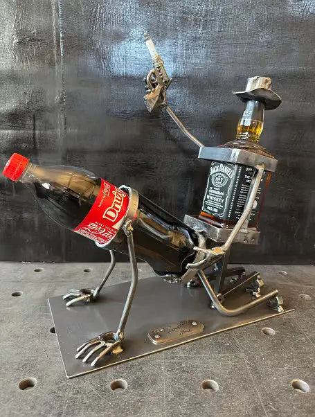 Whiskey Bottle Holder Made of Steel in Spark Plug Style