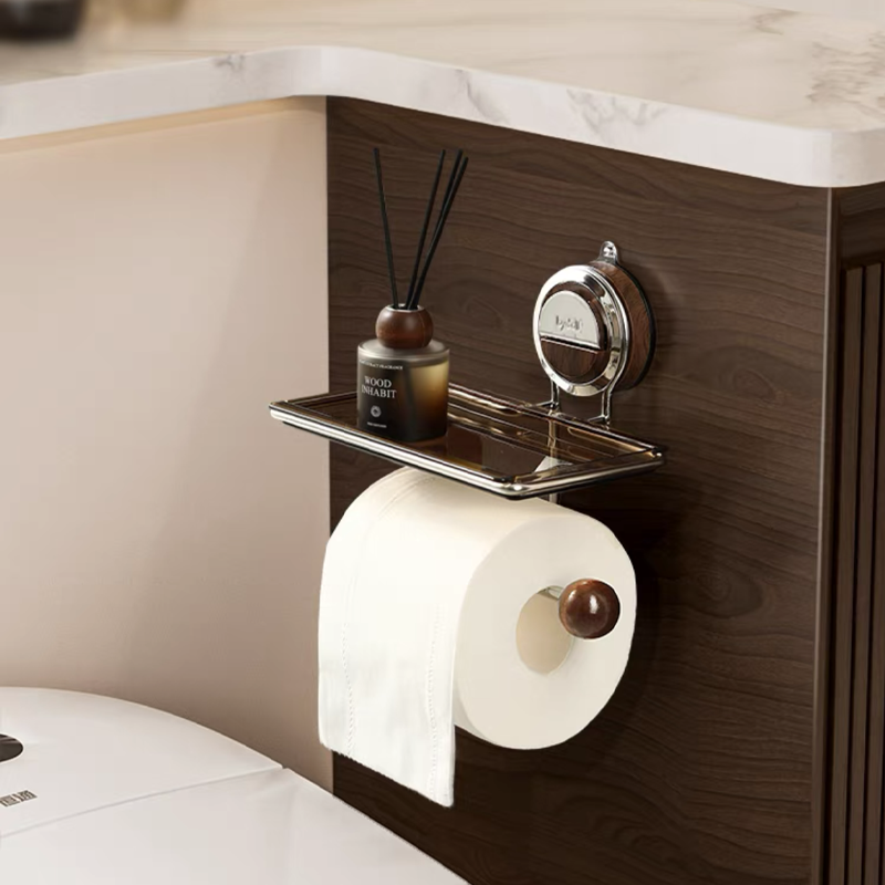 Drill-Free Toilet Paper Holder with Flexible Mount
