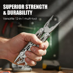 12-in-1 Folding Multitool with Pliers – Compact Stainless Steel