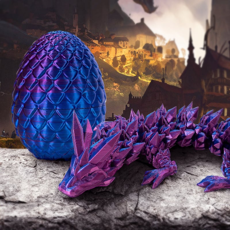 3D-Printed Dragon Egg Toy with Movable Dragon