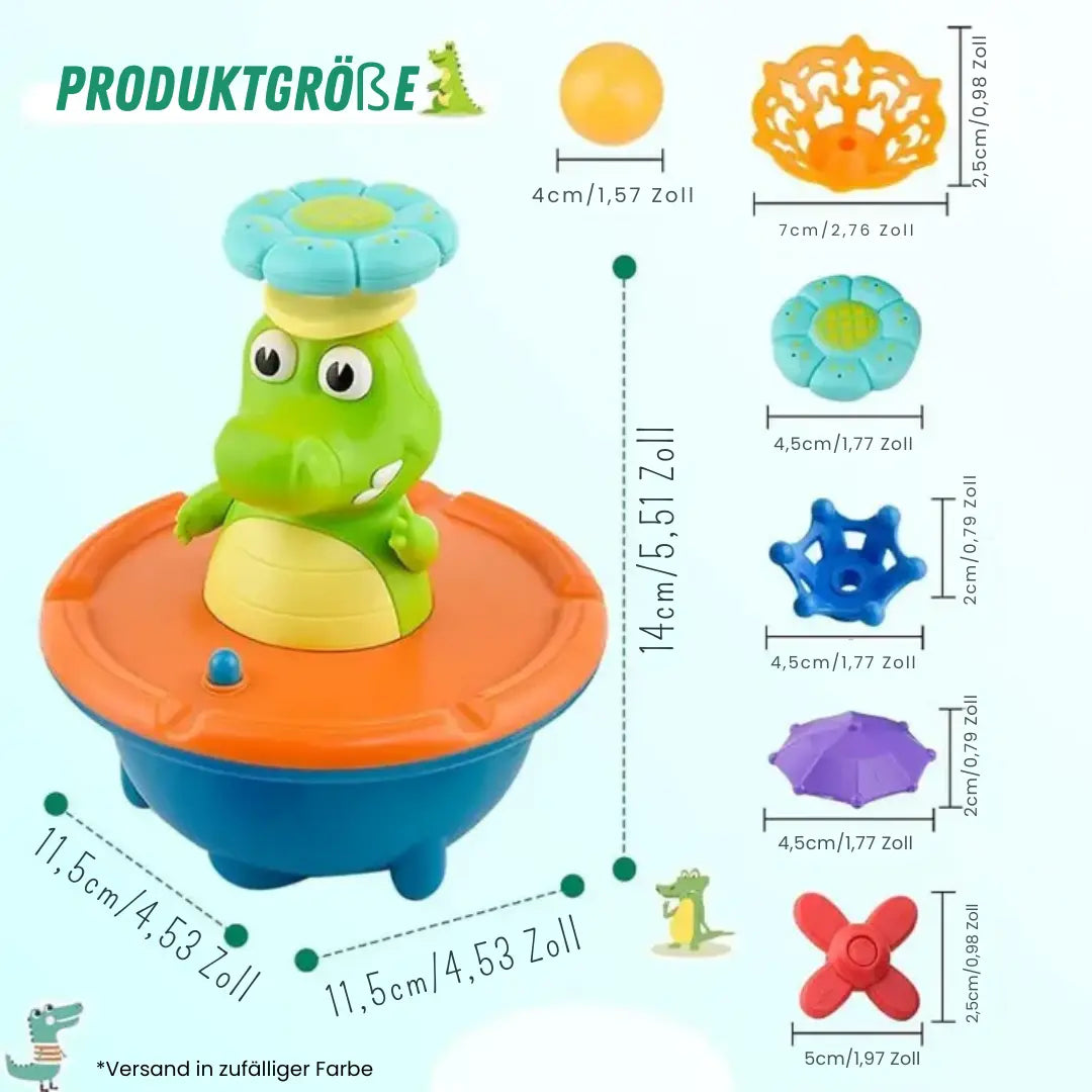 LED Bath Fountain "Crocodile" – With Replaceable Attachments & Light Effect