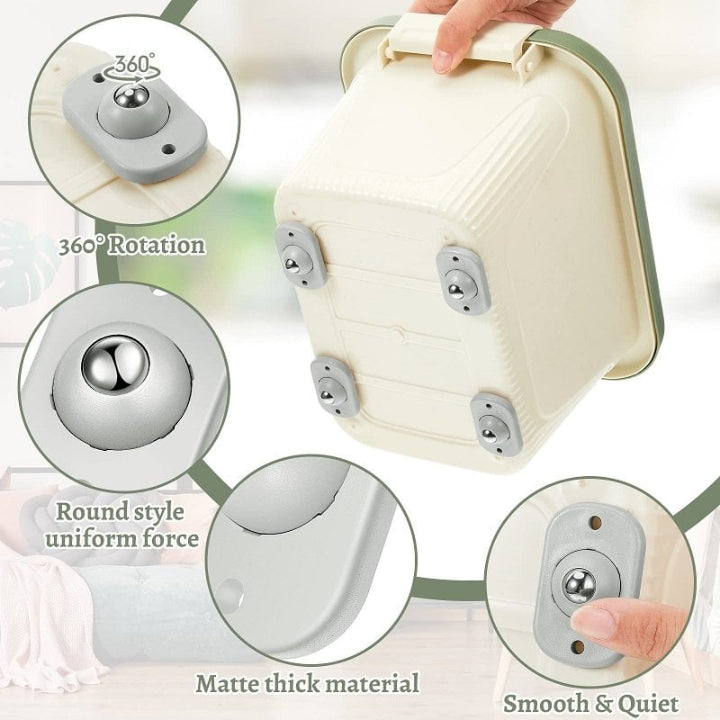 Universal Self-Adhesive 360° Swivel Wheels – Stainless Steel, Easy No-Tool Install for Furniture, Storage and More (8-Pieces)