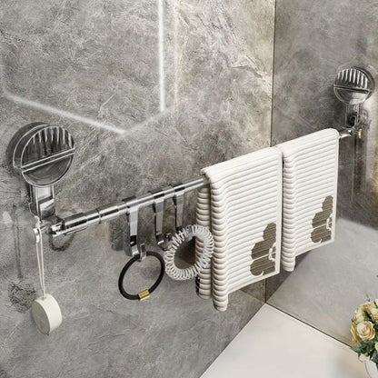 Adjustable stainless steel towel rack with suction cups