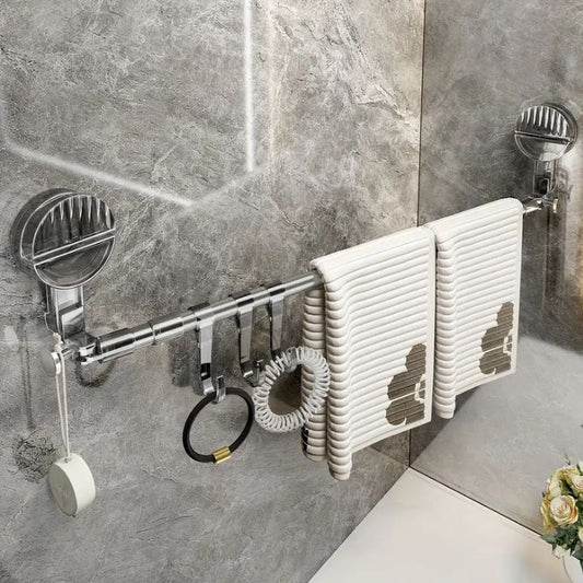 Adjustable stainless steel towel rack with suction cups