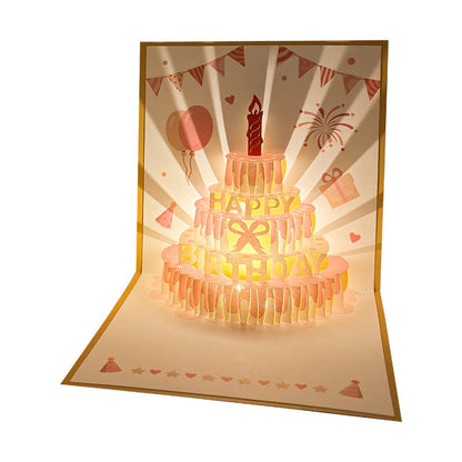 3D Pop-up Birthday Card – Handmade Greeting Card with LED Light and Music