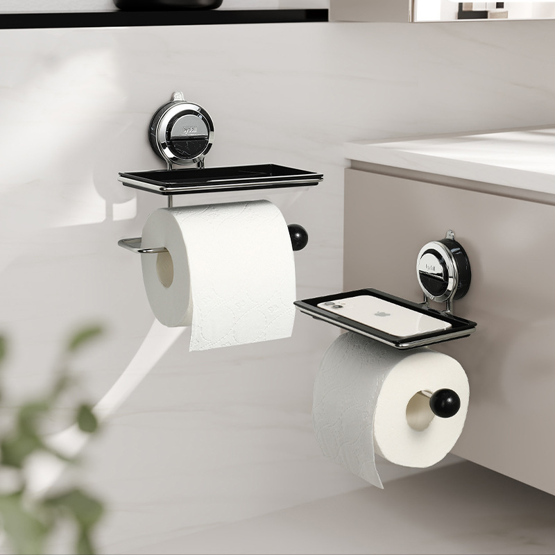Drill-Free Toilet Paper Holder with Flexible Mount