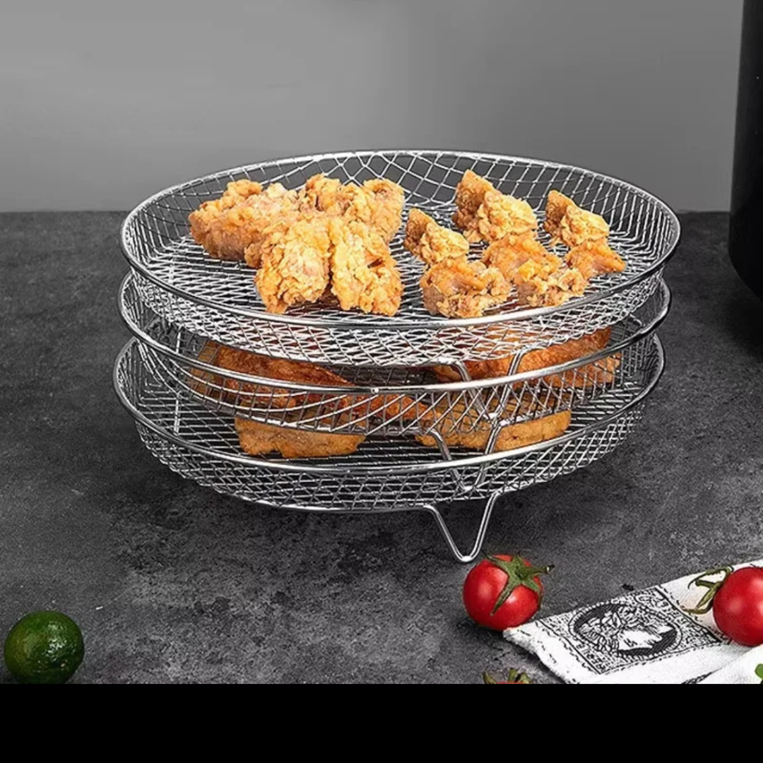 Multi-layer baskets for hot air fryers with 2 free heat-resistant tongs