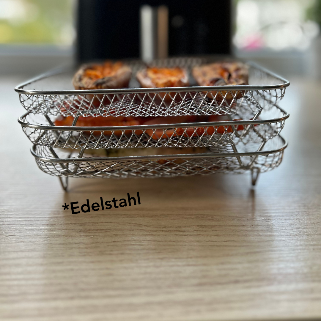 Multi-layer baskets for hot air fryers with 2 free heat-resistant tongs