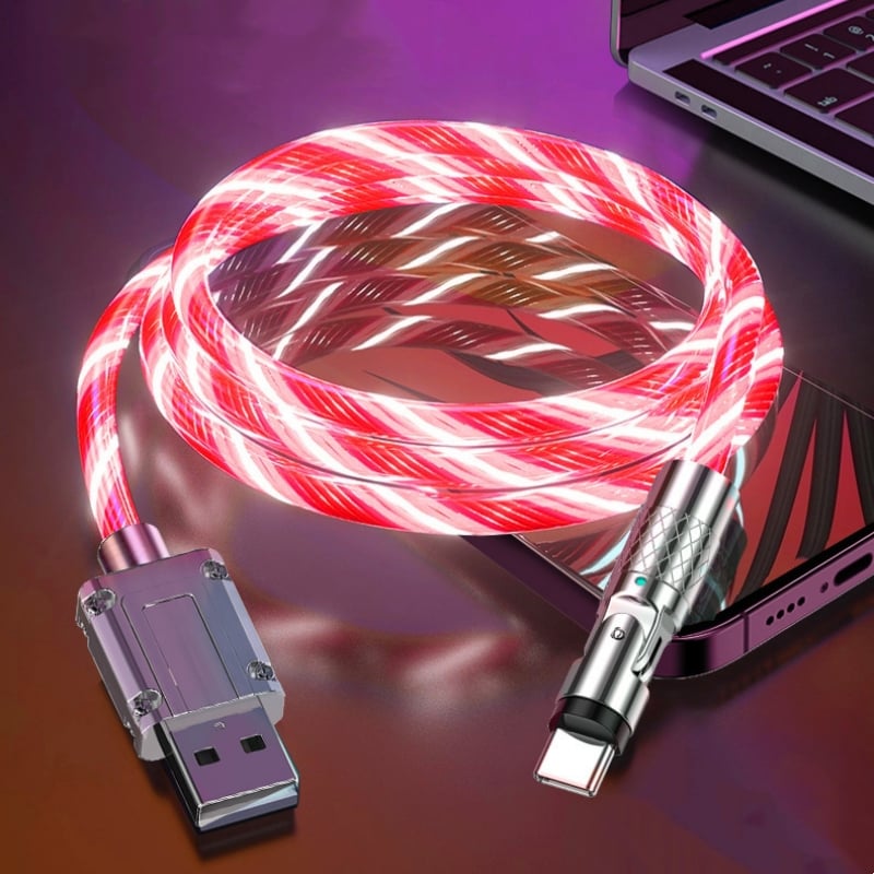 Rotatable Charging Cable — 540° Fast Charging with LED Light