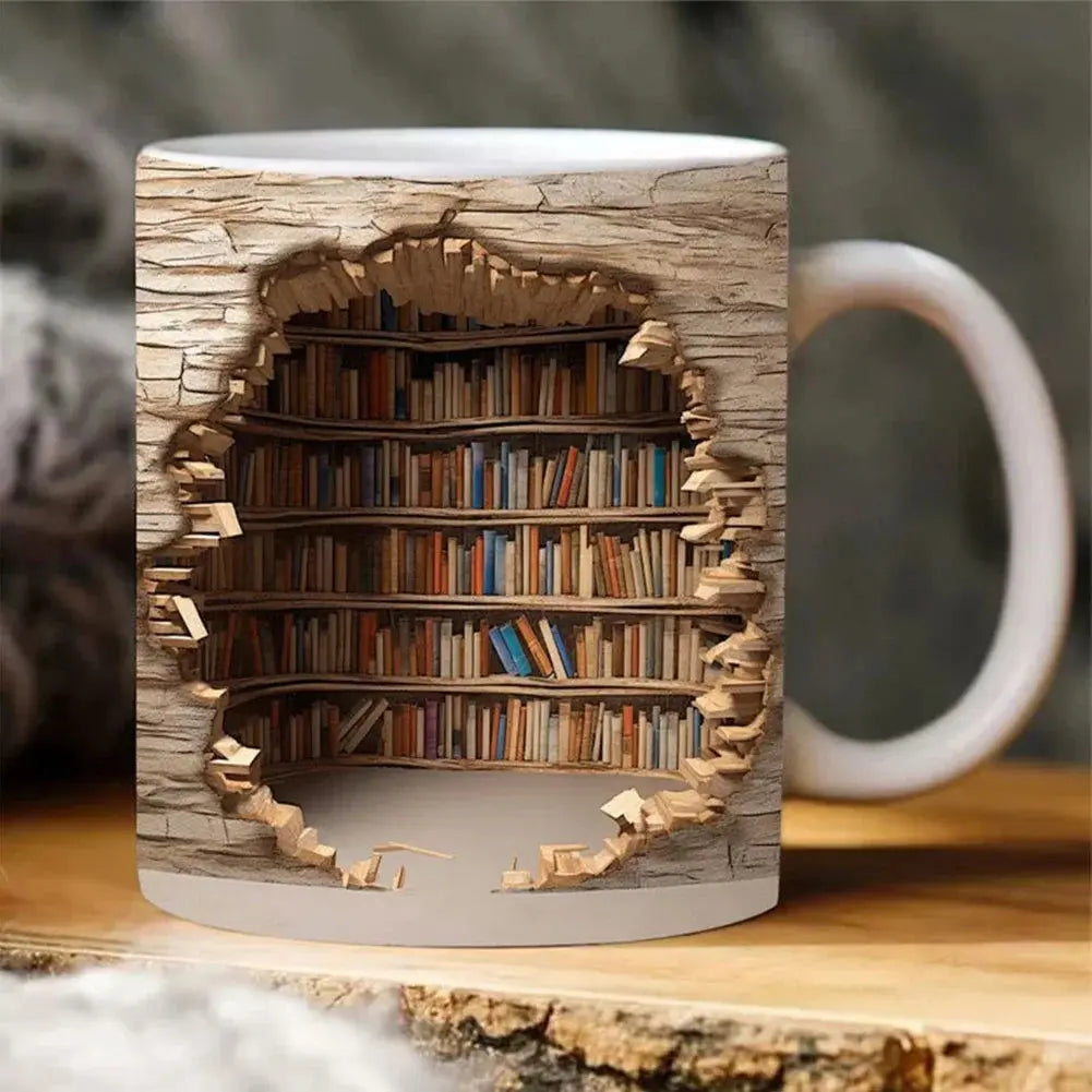 LitLibra™ — 3D Bookshelf Mug for Book Lovers