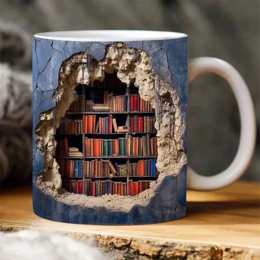 LitLibra™ — 3D Bookshelf Mug for Book Lovers