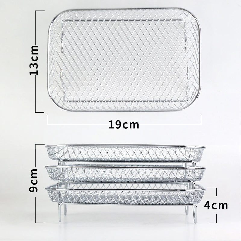 Multi-layer baskets for hot air fryers with 2 free heat-resistant tongs