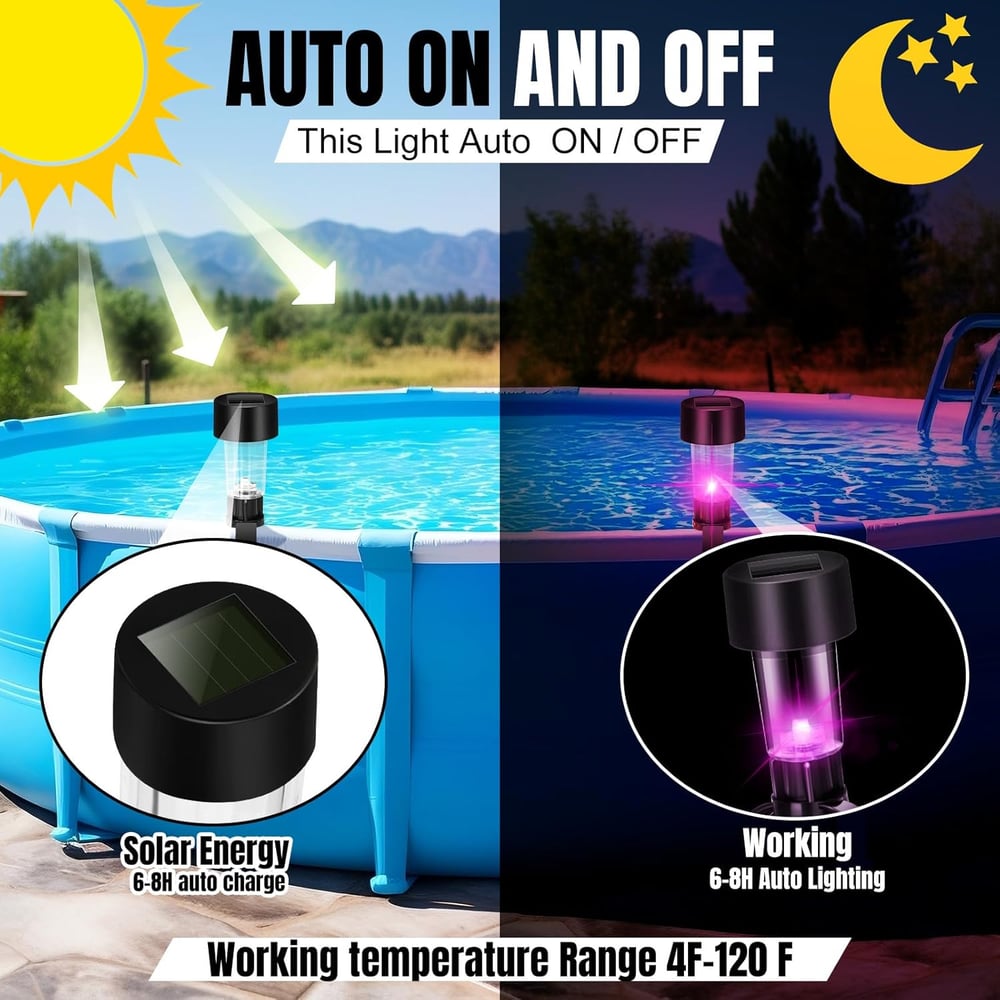 Solar Pool Lights — Warm Atmosphere and Increased Safety
