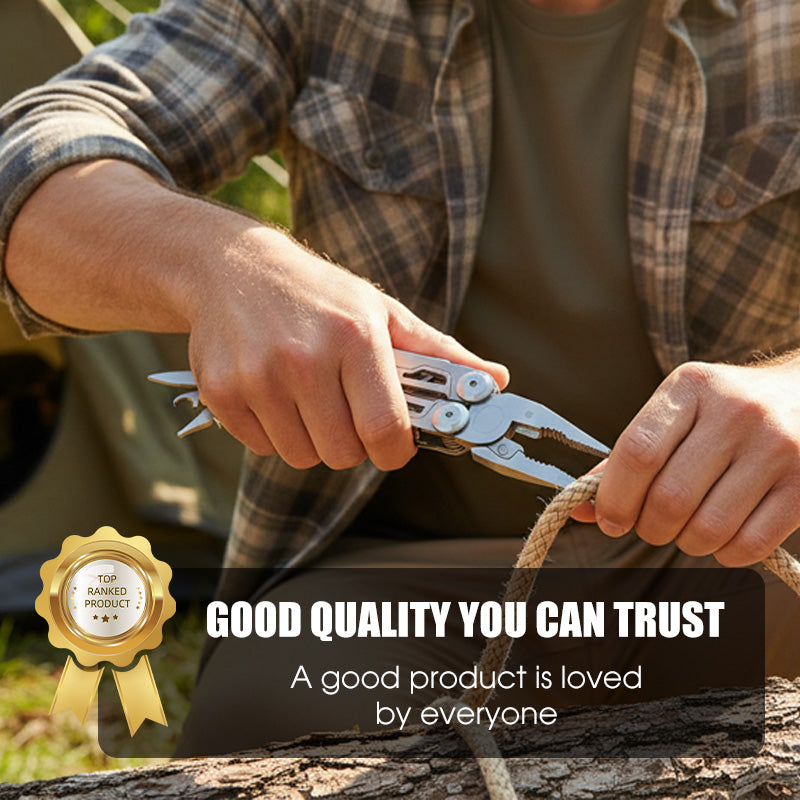 12-in-1 Folding Multitool with Pliers – Compact Stainless Steel