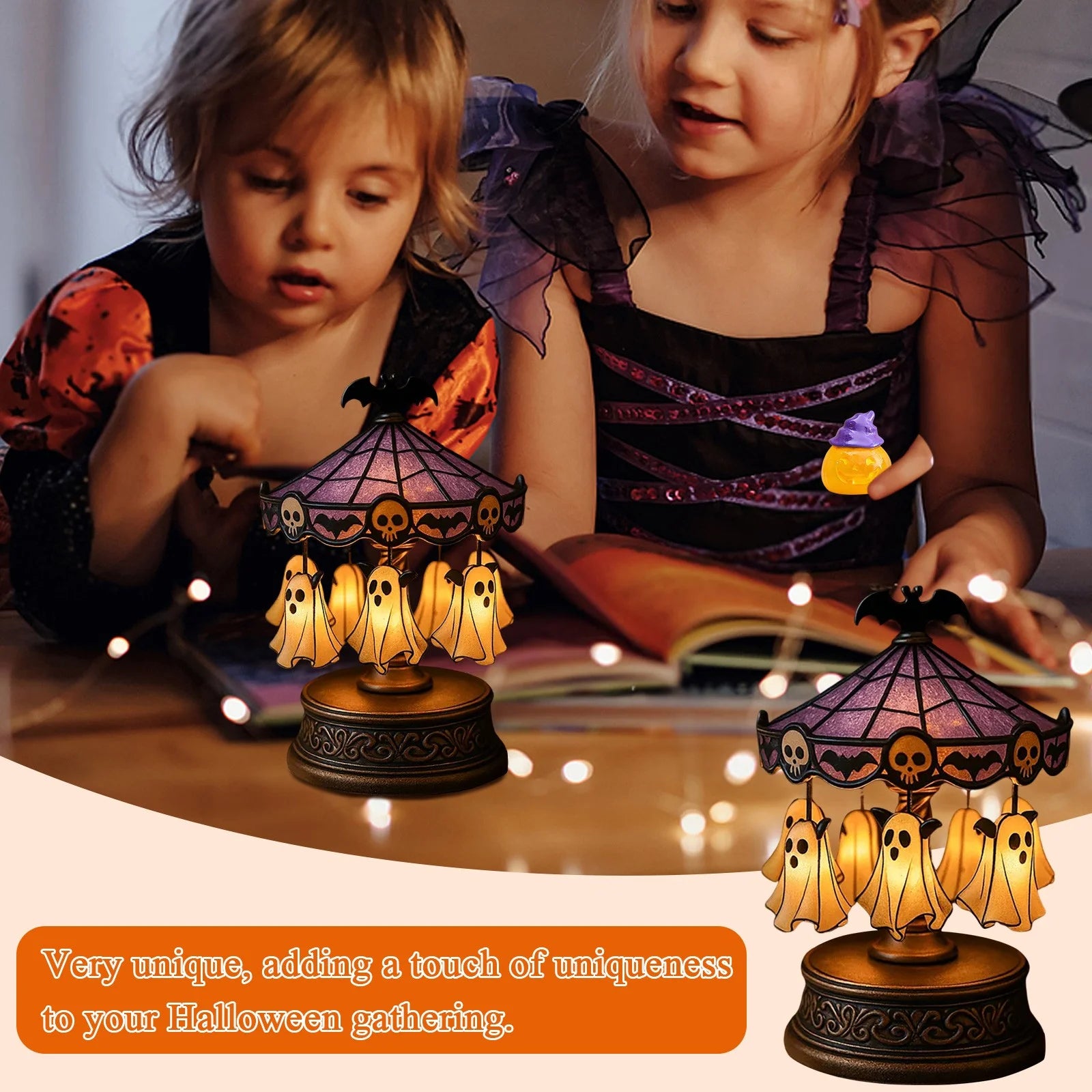 Halloween Ghost Carousel Light – Handmade Cozy Glow