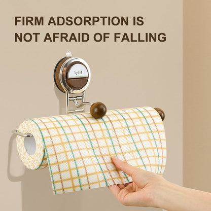 Drill-free Paper Towel Holder – Kitchen Organizer with Suction Cup and Spring Rod