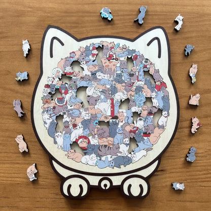Morandi Cat Wooden Puzzle – Relax & Unwind